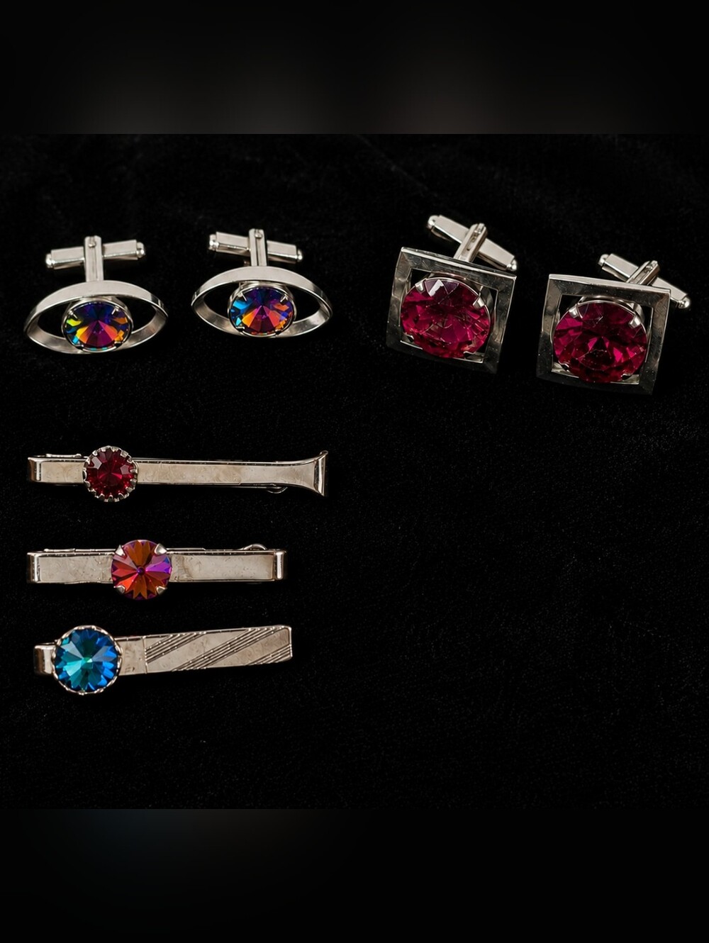 MID-CENTURY MODERN MEN’S ACCESSORY LOT CUFF LINKS NECK TIE